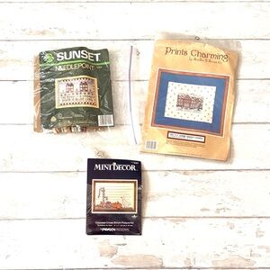 Needlepoint Cross Stitch Craft Ready Made Kits Set of 3
